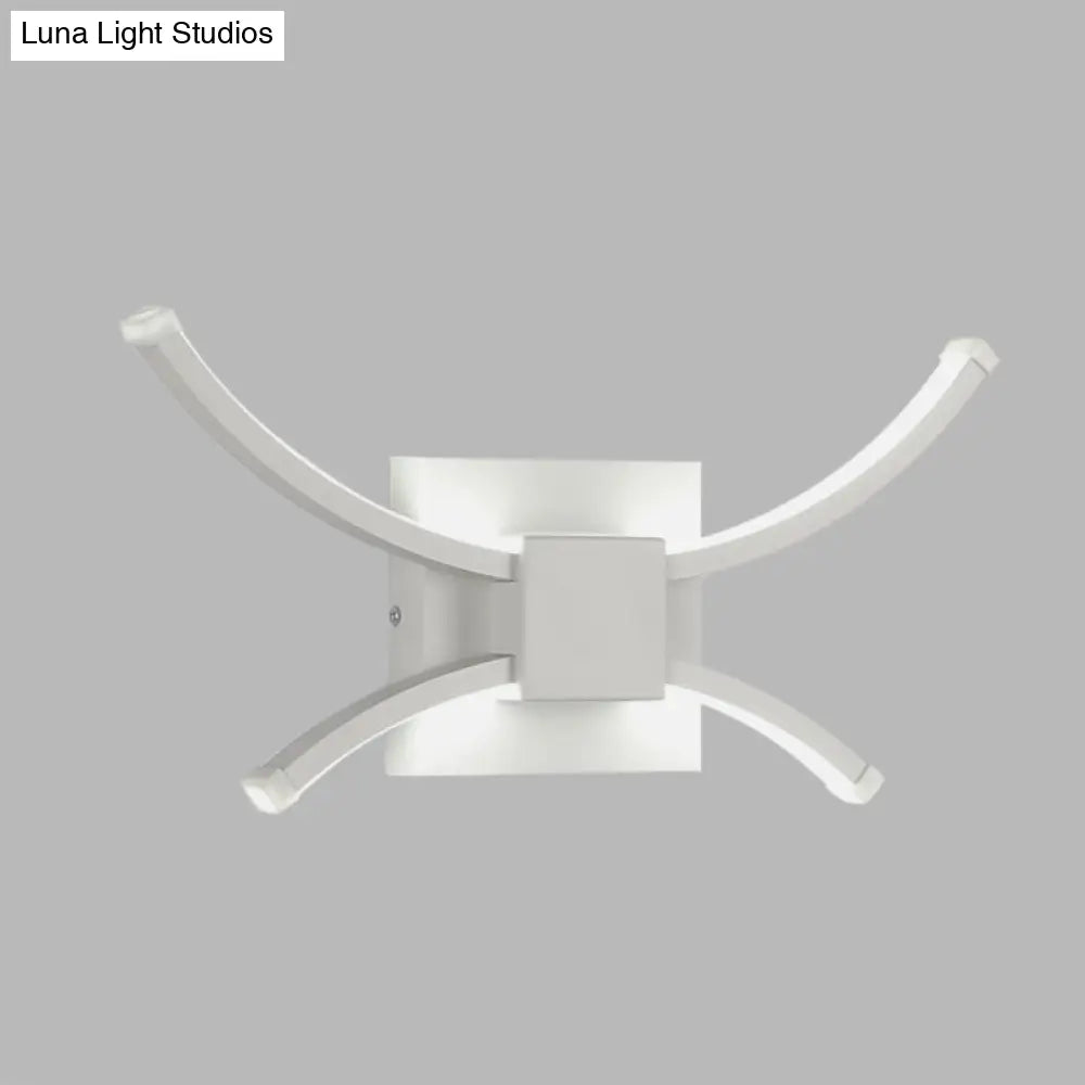 DecorBites™ Modernist LED Metallic Wall Light - White Square and Curved Linear Design - Warm/White Light