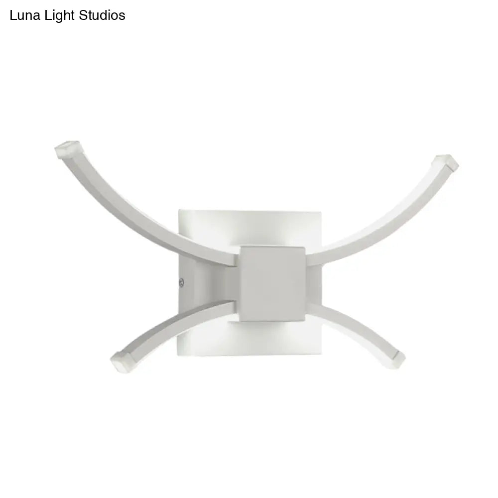 DecorBites™ Modernist LED Metallic Wall Light - White Square and Curved Linear Design - Warm/White Light