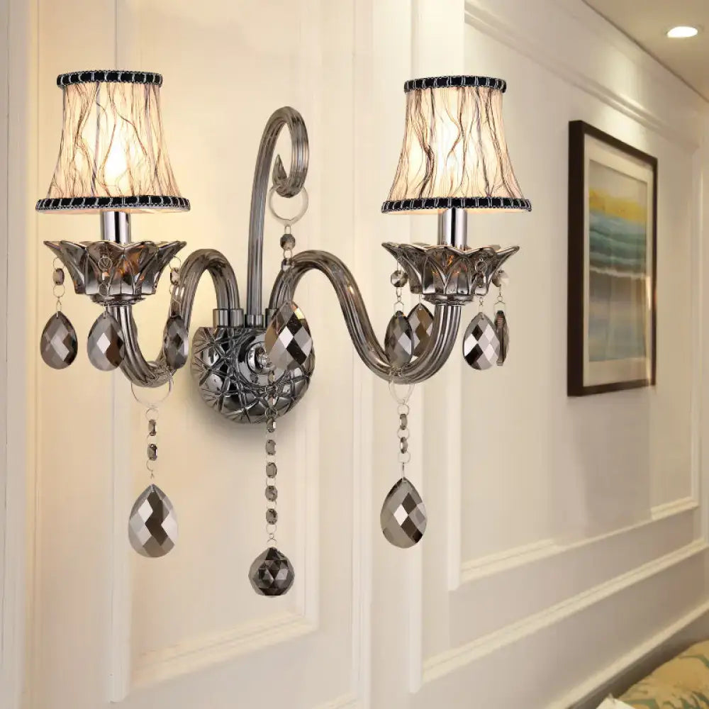 Modernist smoke grey crystal sconce living room wall mounted lighting