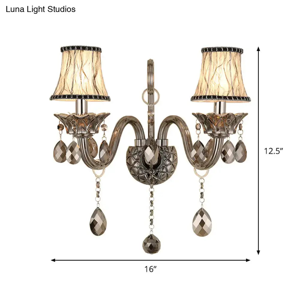 Modernist smoke grey crystal sconce living room wall mounted lighting