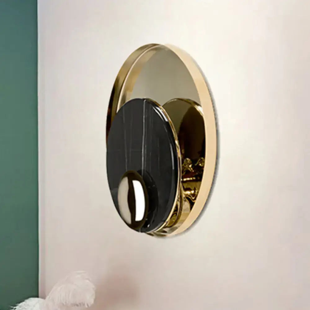 Modernist white & black led sconce lighting bedroom wall mirror