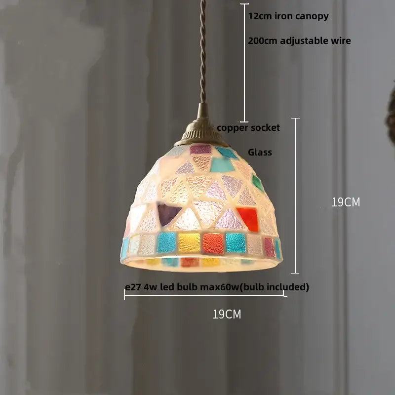 Mosaic floral & conch glass led pendant light dining room