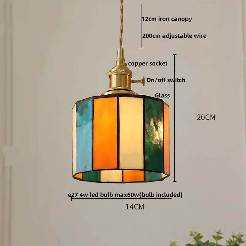 Mosaic floral & conch glass led pendant light dining room