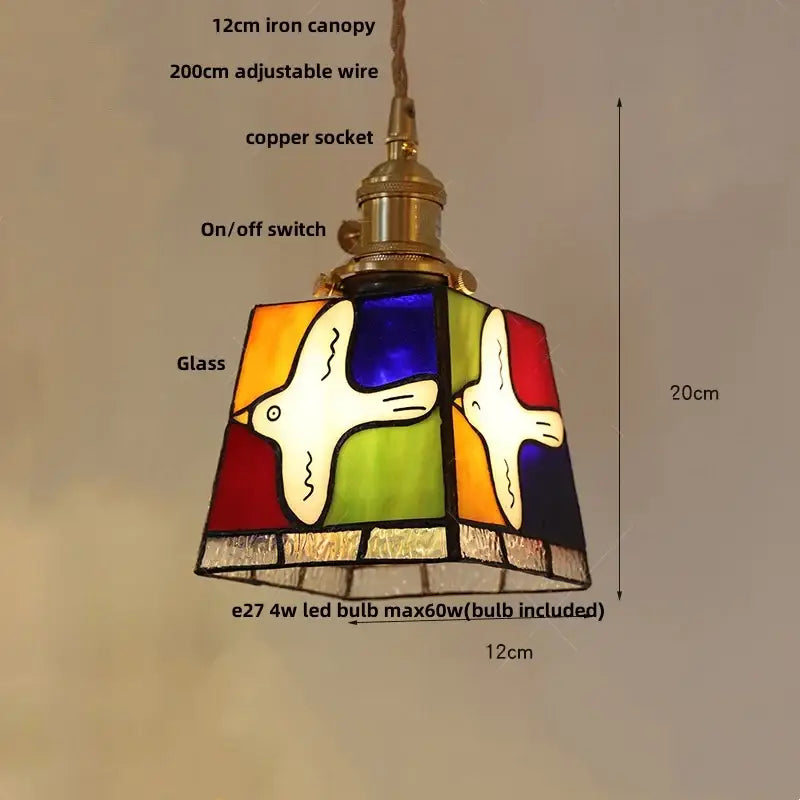 Mosaic floral & conch glass led pendant light dining room