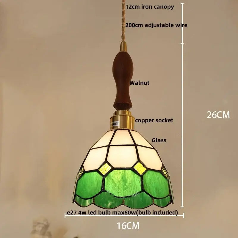 Mosaic floral & conch glass led pendant light dining room