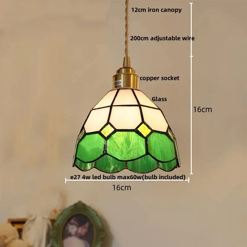 Mosaic floral & conch glass led pendant light dining room