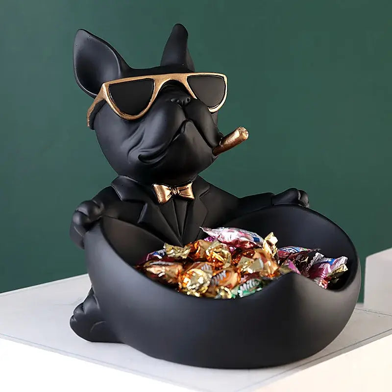 Muscular black french bulldog cool dog resin statue living room decor