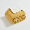 Mustard & white cable knit sherpa blanket bedroom throw