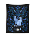 Mystical black and blue cat tapestry wall hanging bedroom decor