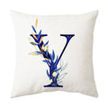 Navy and gold alphabet flower letter pillowcase for bedroom decor