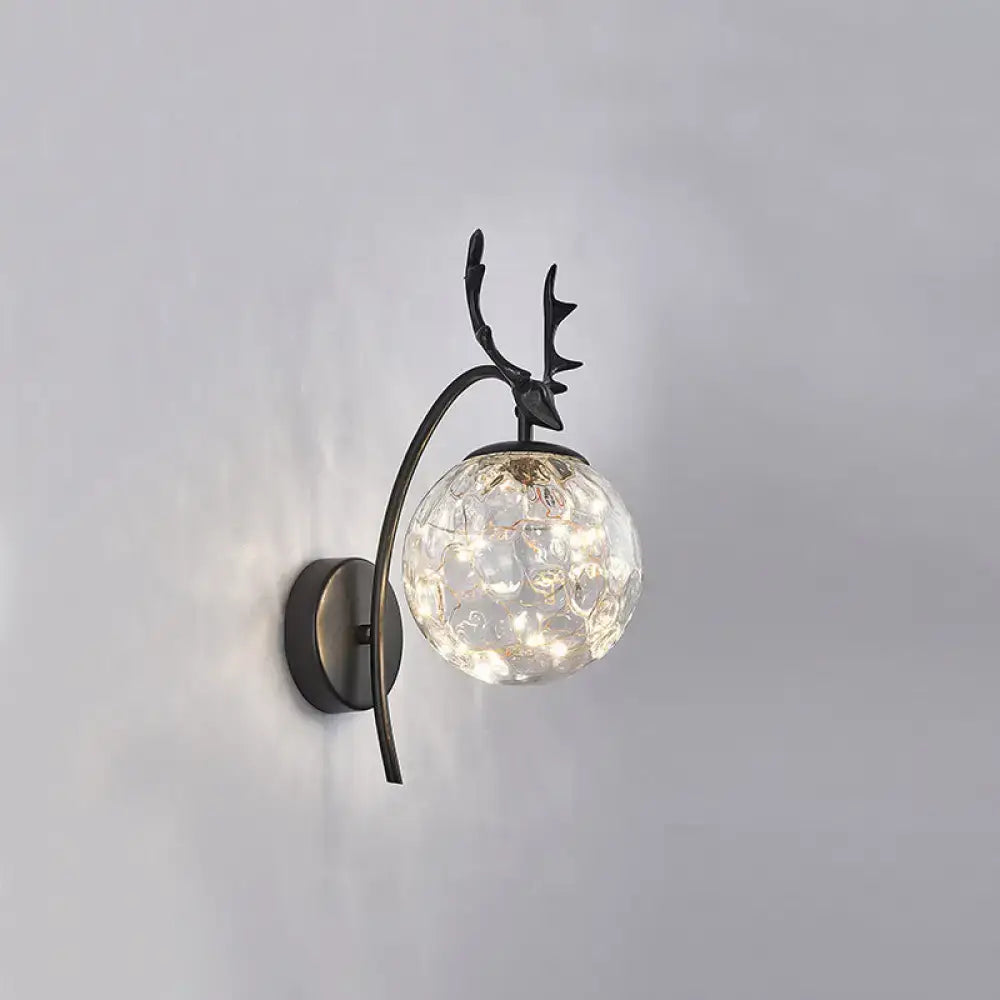 Nordic ball wall mount black antler sconce bedroom fairy light