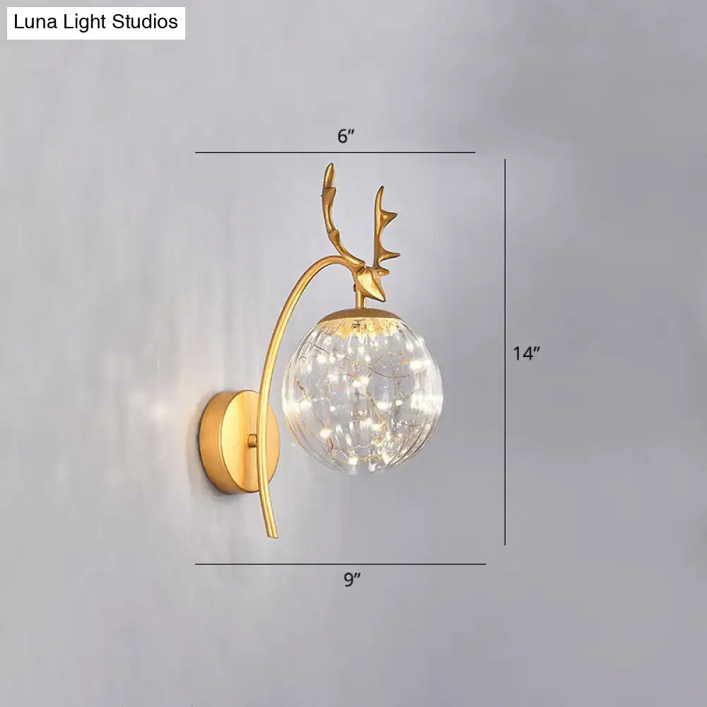 Nordic ball wall mount black antler sconce bedroom fairy light