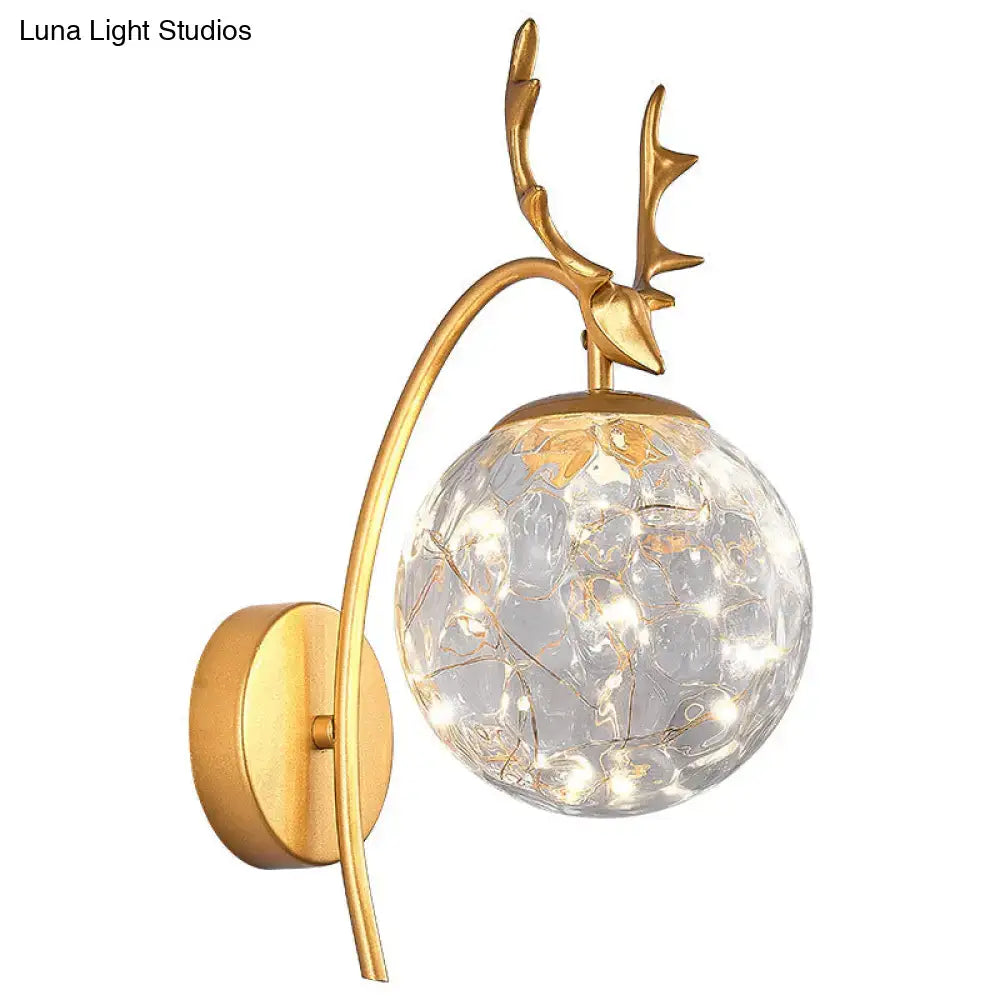 Nordic ball wall mount black antler sconce bedroom fairy light