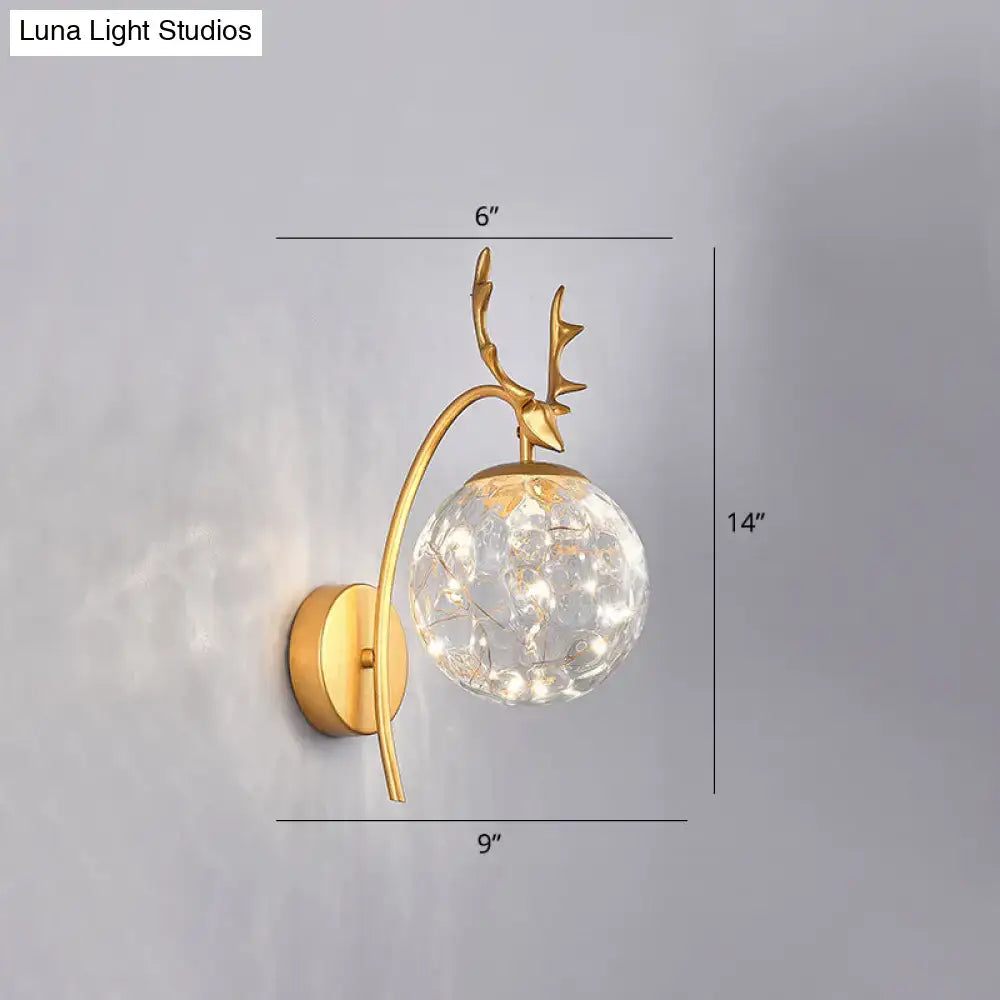 Nordic ball wall mount black antler sconce bedroom fairy light