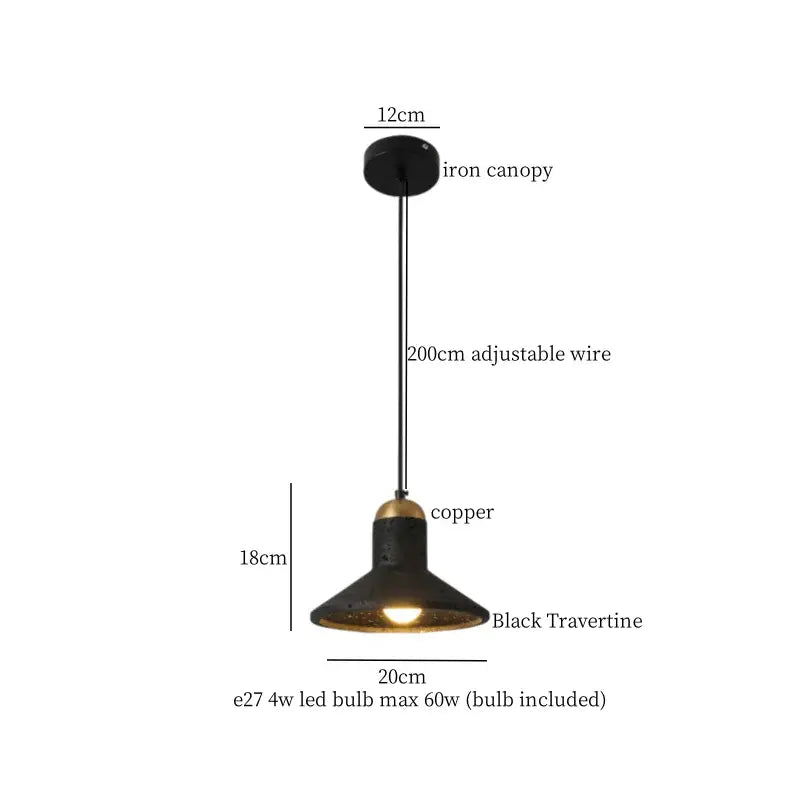 Nordic black travertine pendant light dining room warm led interior