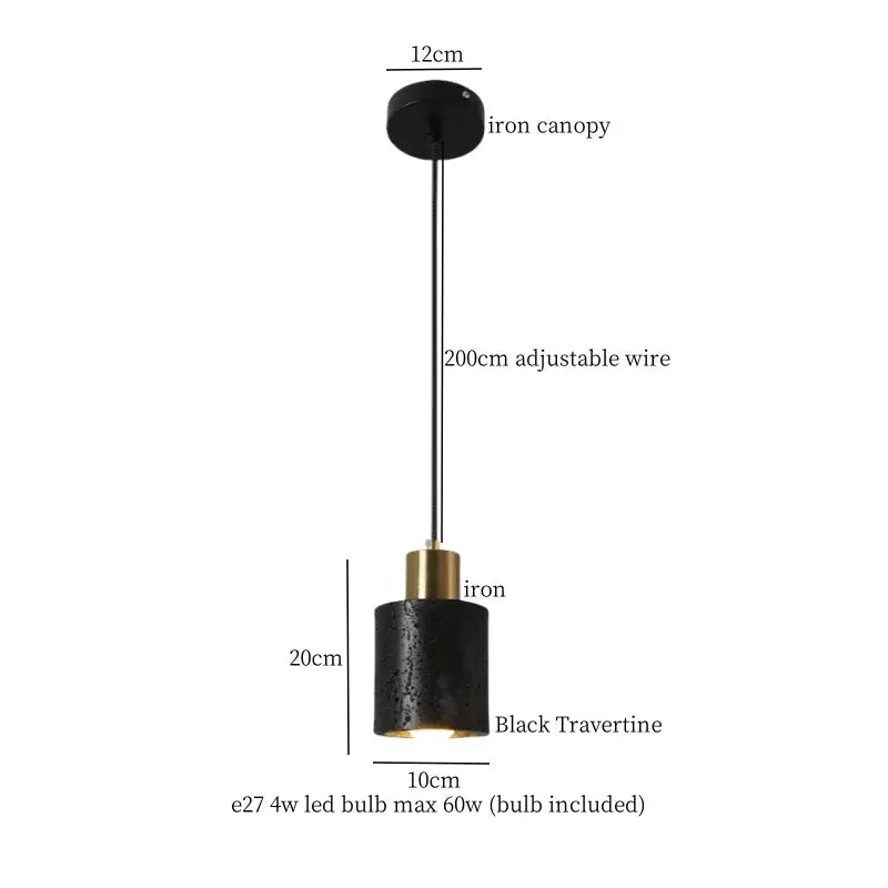 Nordic black travertine pendant light dining room warm led interior