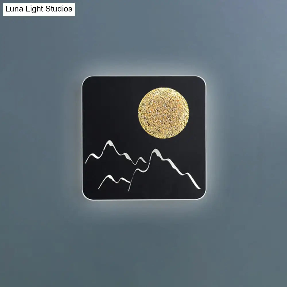 Nordic black white grey mountain wall light – bedroom fixture