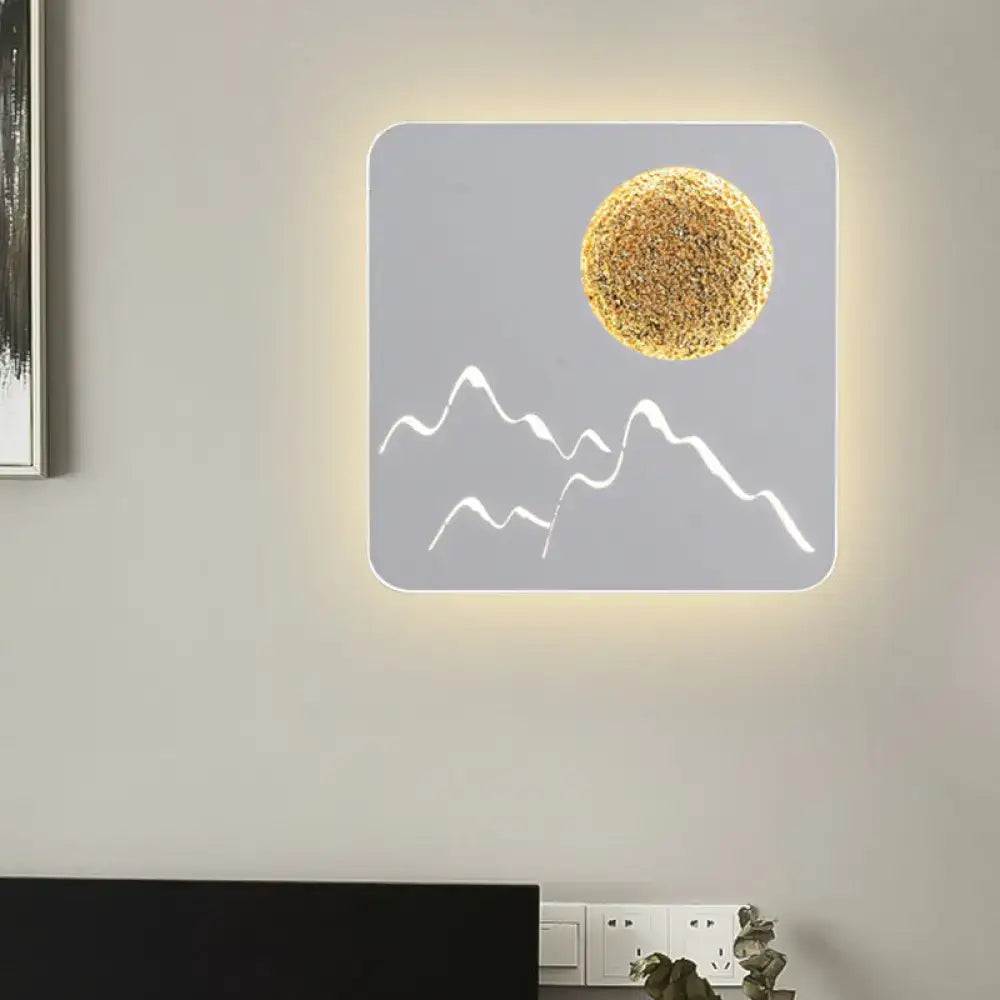Nordic black white grey mountain wall light – bedroom fixture