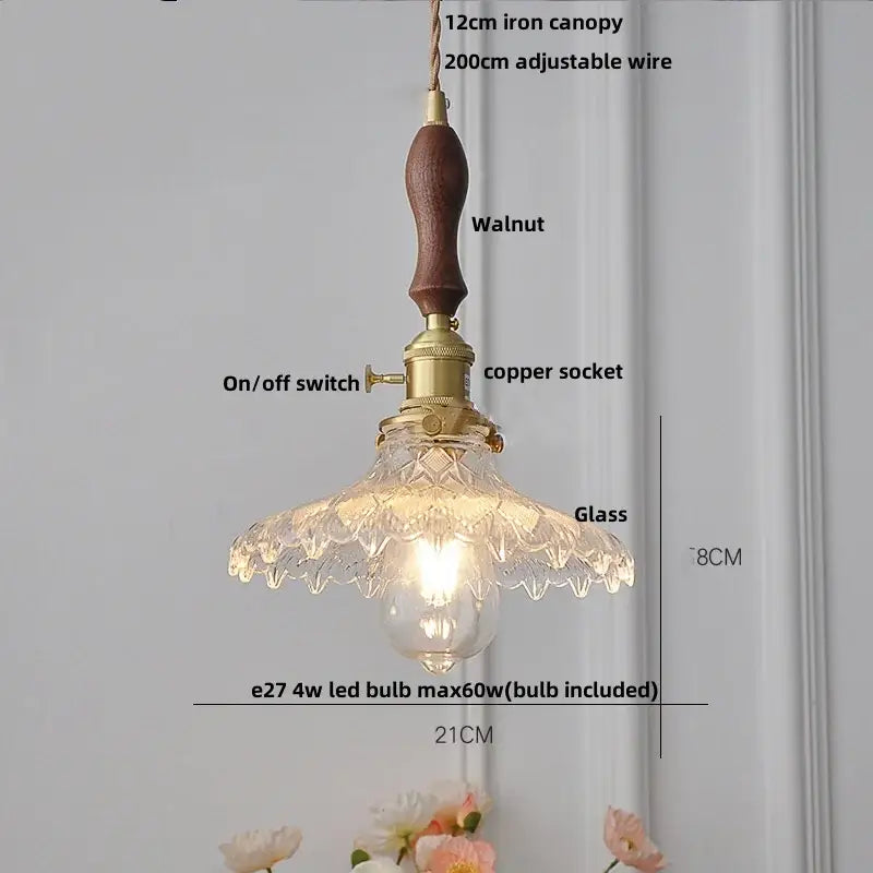 Nordic brass and ribbed glass pendant light fixture kitchen hanging lamp