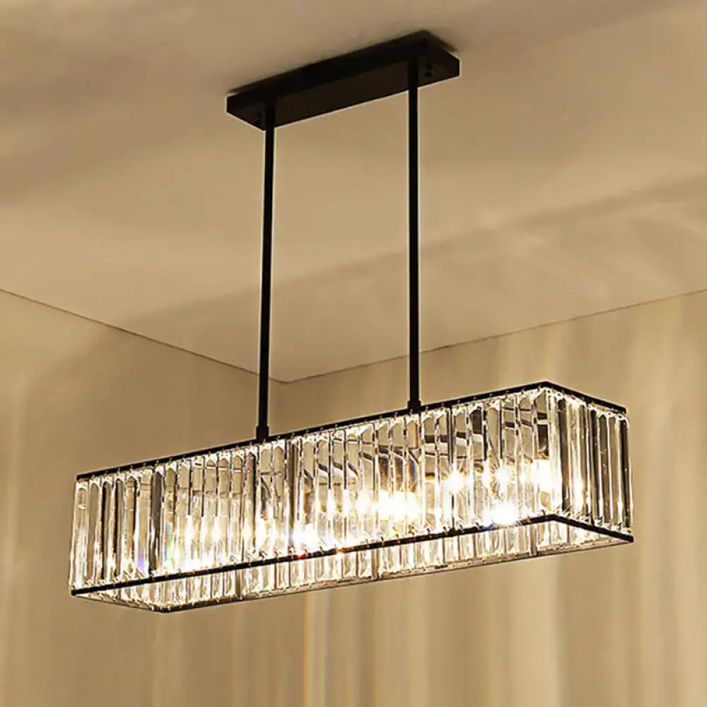 Nordic bronze rectangle pendant chandelier dining room crystal light