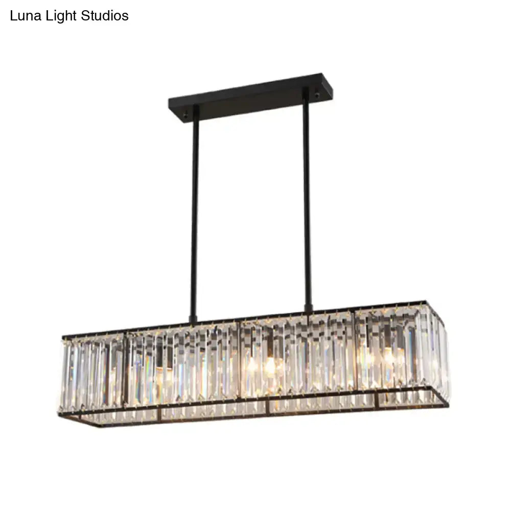 Nordic bronze rectangle pendant chandelier dining room crystal light