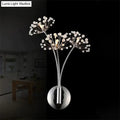 Chrome finished nordic creative crystal flower wall lamps with three clear crystal bead clusters for bedroom lighting