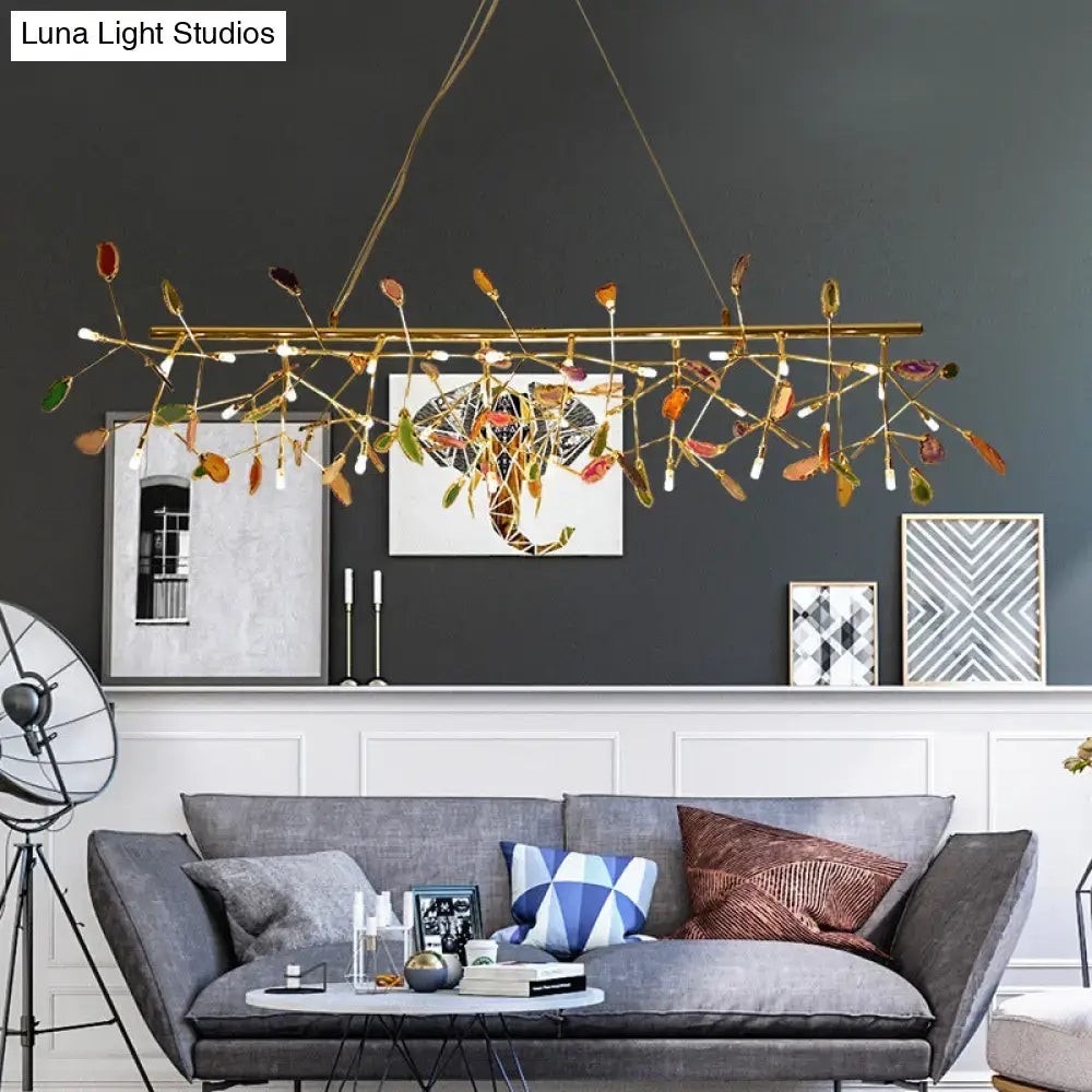 Nordic gold and colorful branch ceiling light dining room chandelier