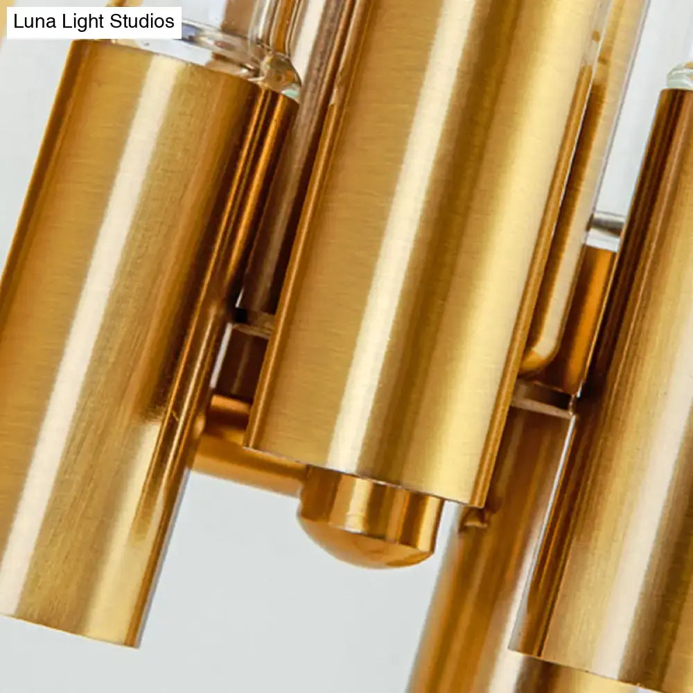 Nordic gold tube wall lamp with clear glass for living room