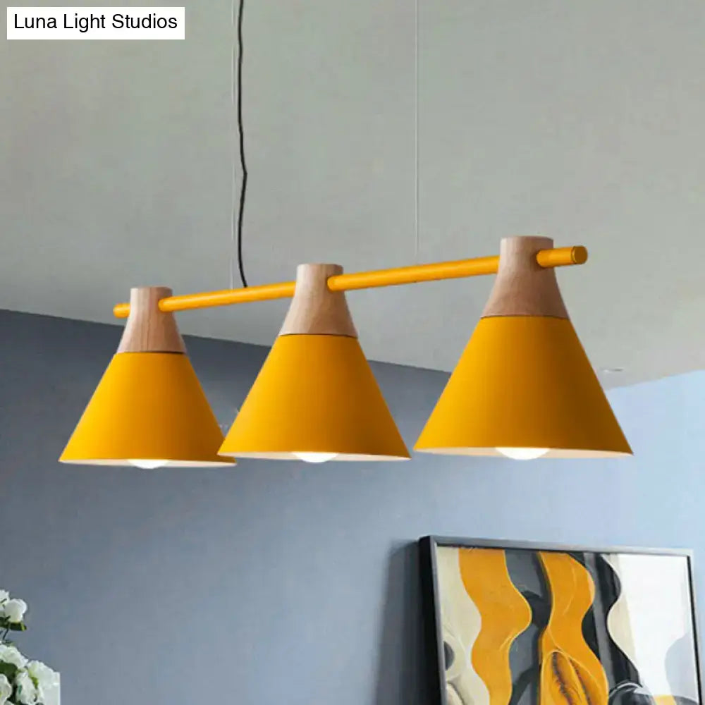 Nordic metal hanging chandelier triple cone kitchen island light