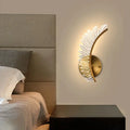 Nordic modern art gold feather wall lamp bedroom sconce