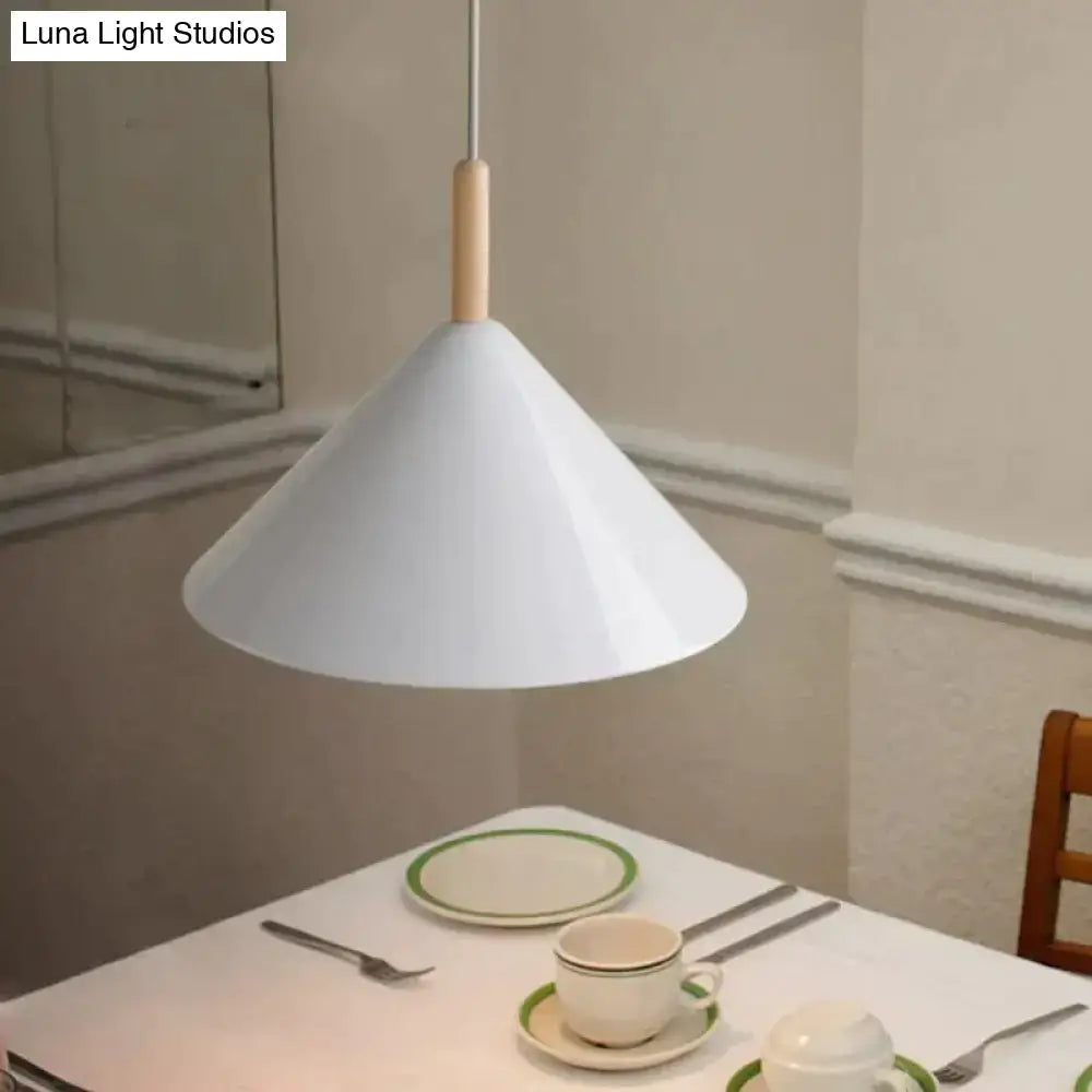 Nordic simple kitchen pendant light matte black conical led lamp
