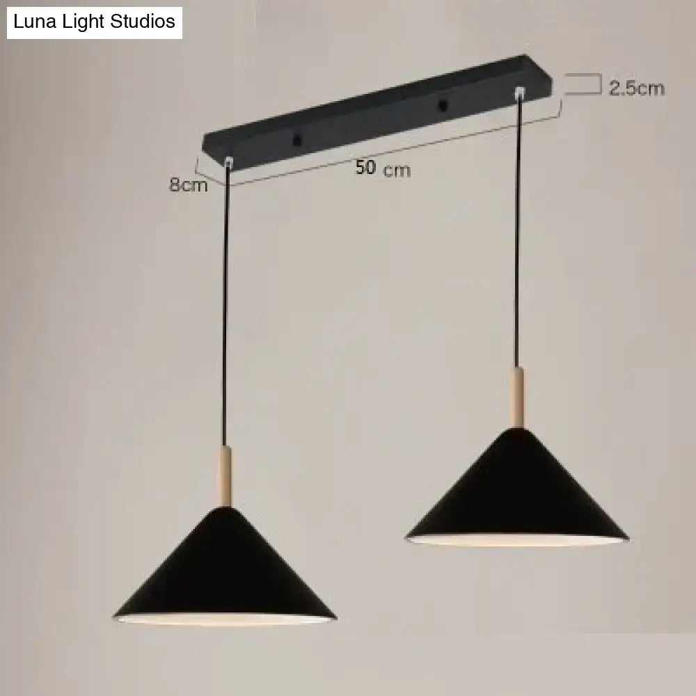 Nordic simple kitchen pendant light matte black conical led lamp