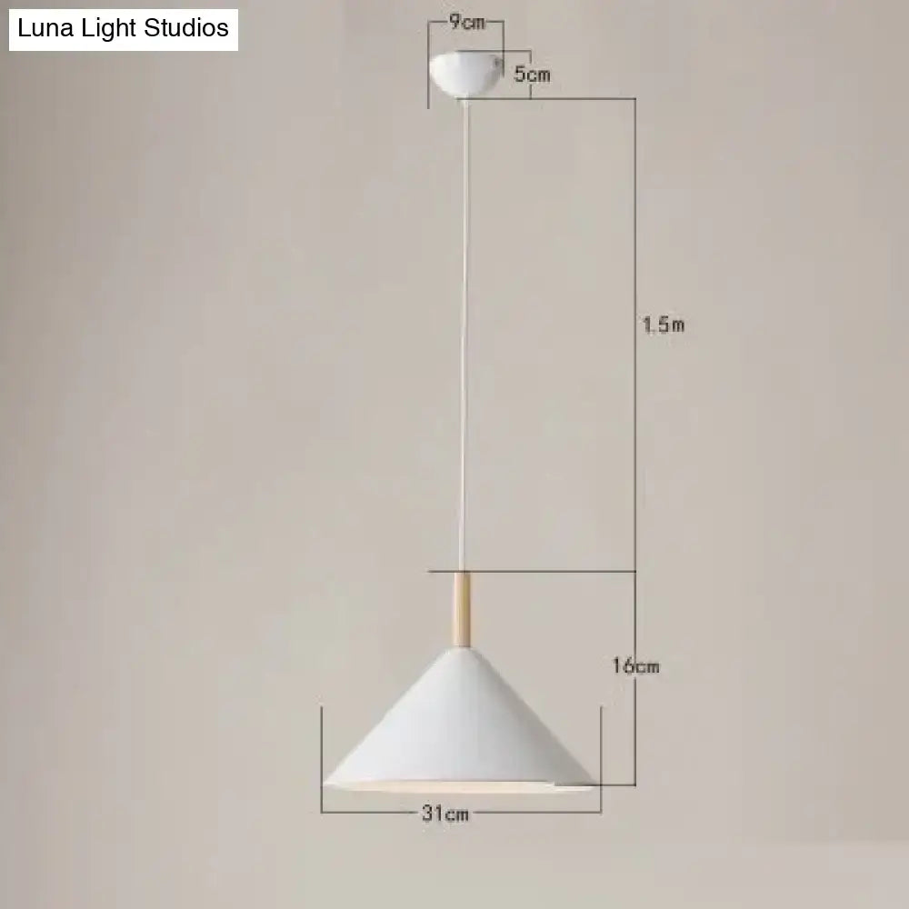 Nordic simple kitchen pendant light matte black conical led lamp