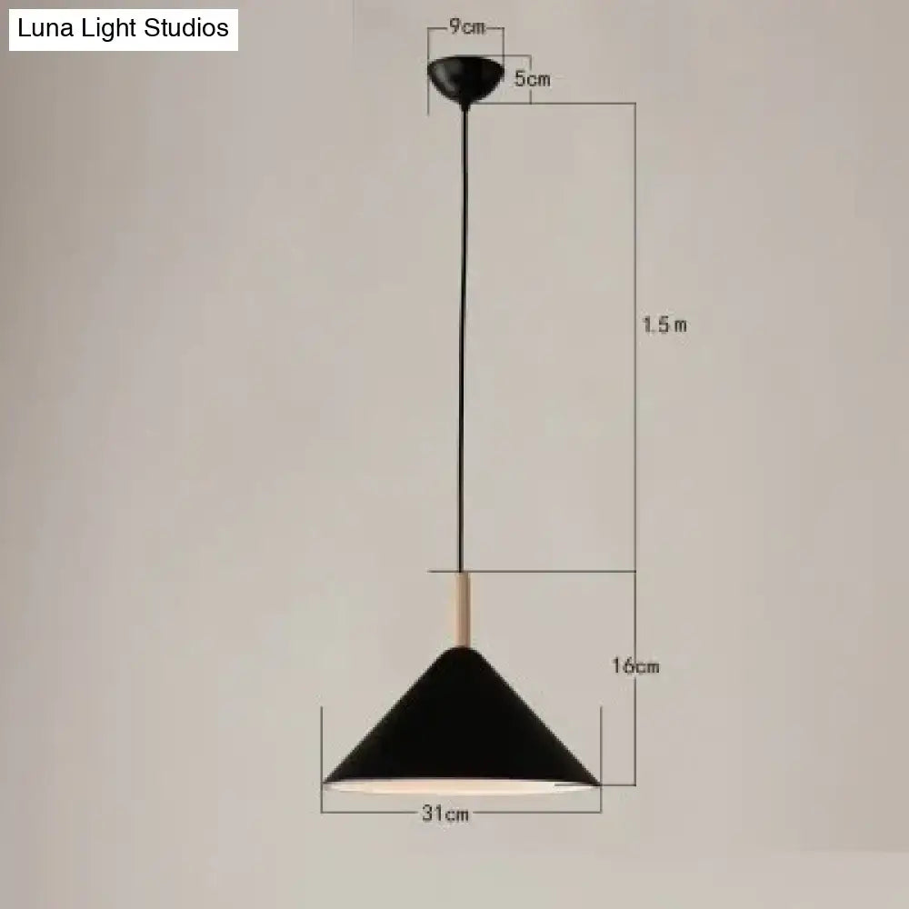 Nordic simple kitchen pendant light matte black conical led lamp