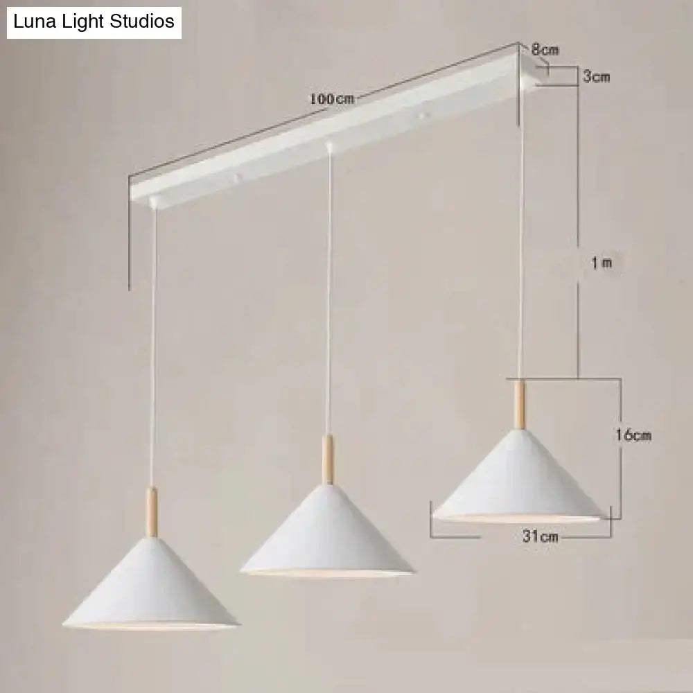 Nordic simple kitchen pendant light matte black conical led lamp