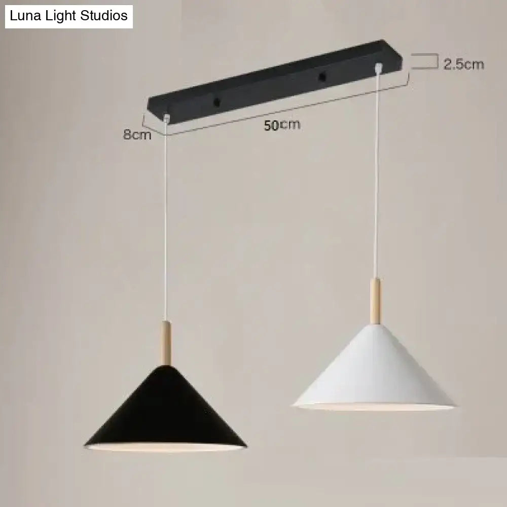 Nordic simple kitchen pendant light matte black conical led lamp