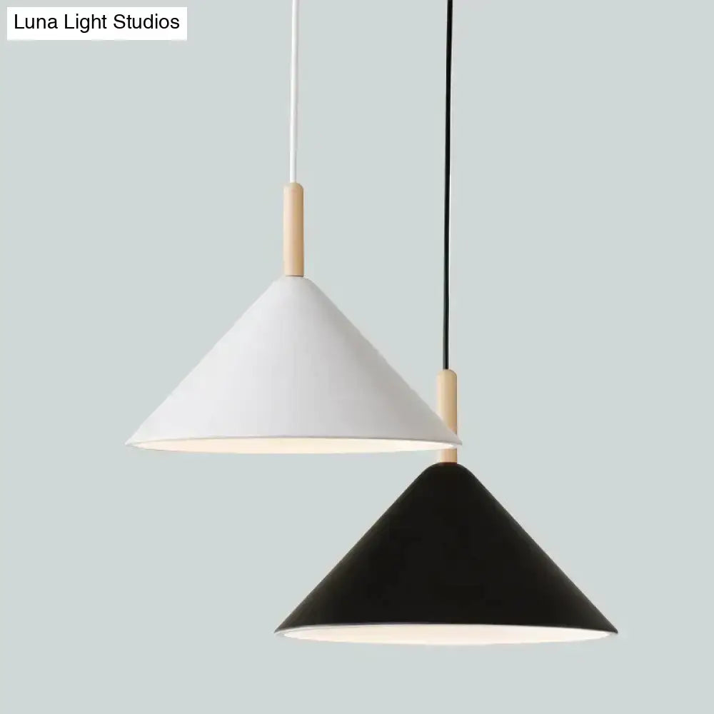 Nordic simple kitchen pendant light matte black conical led lamp