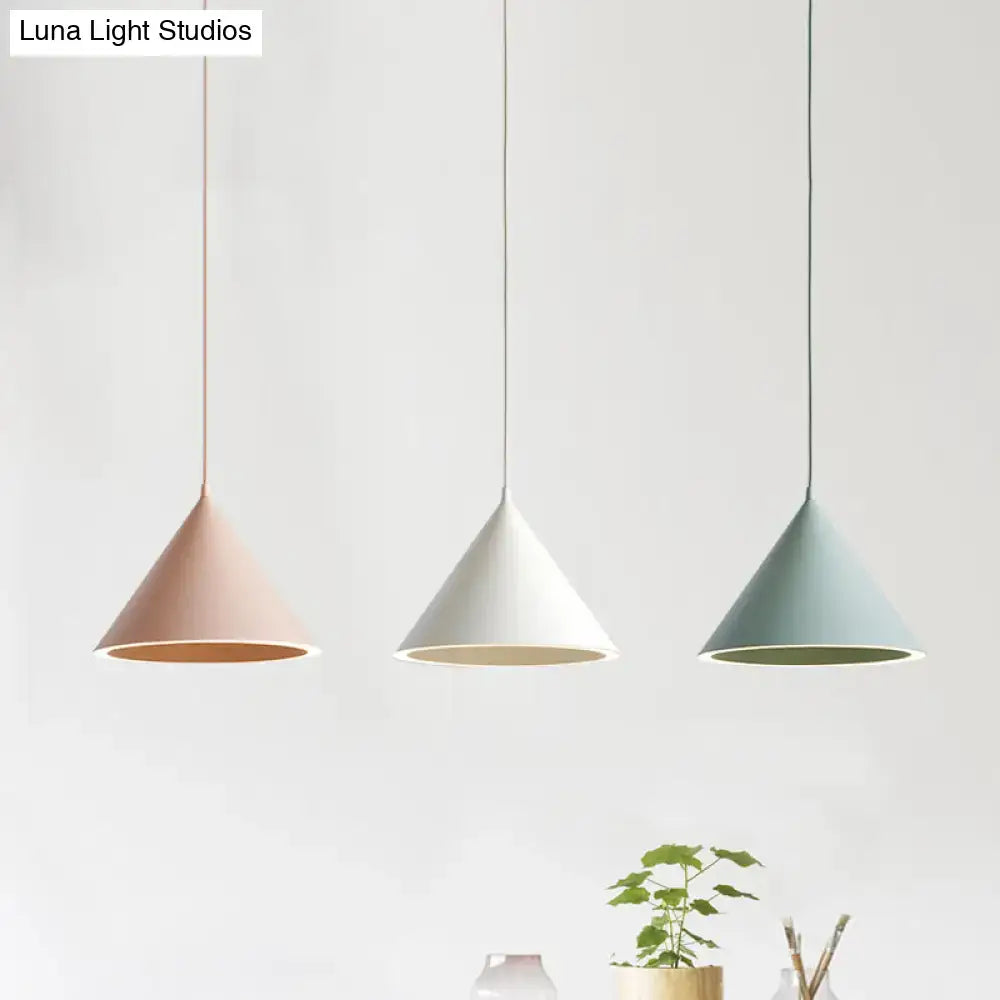 Nordic stylish white conical pendant light dining room hanging lamp