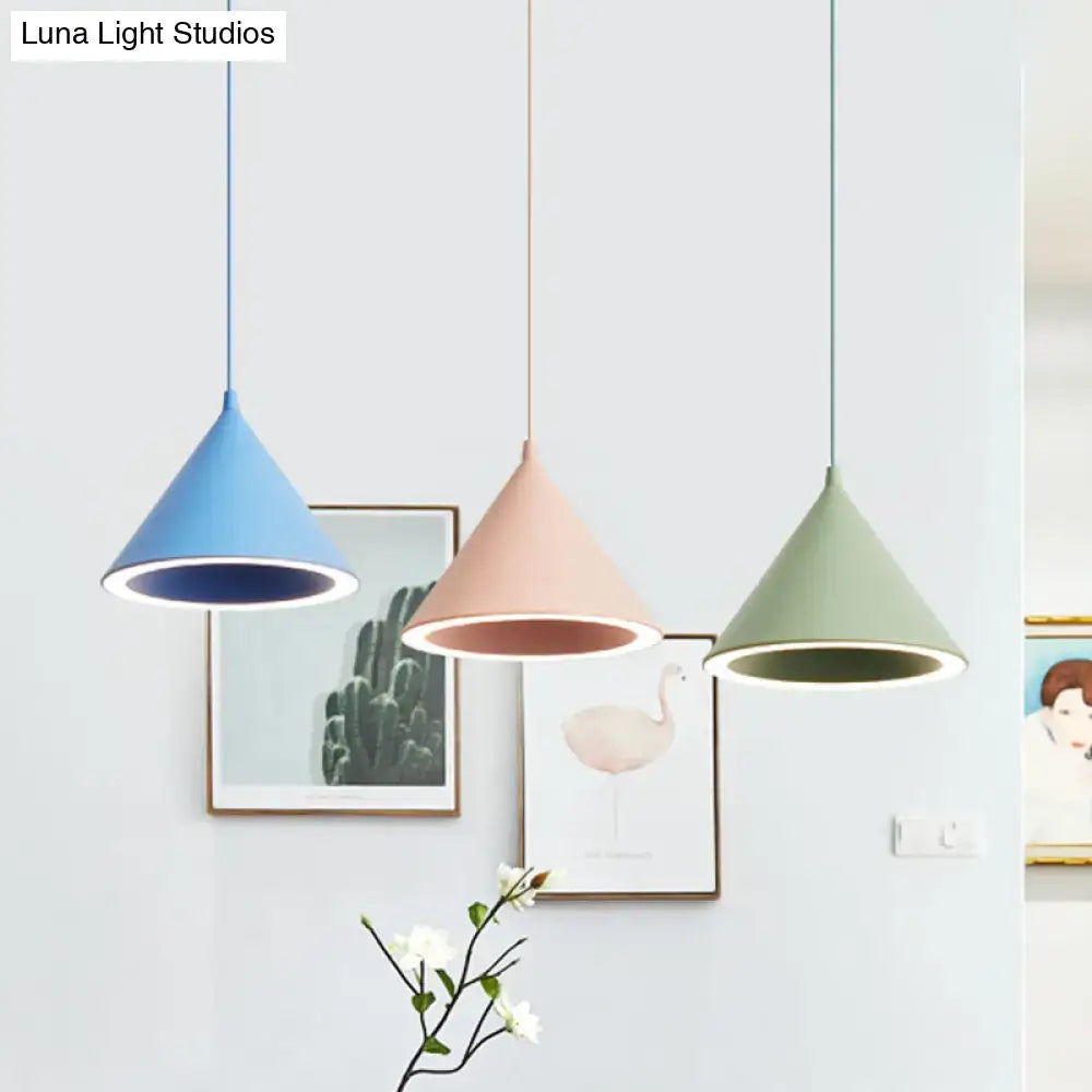 Nordic stylish white conical pendant light dining room hanging lamp