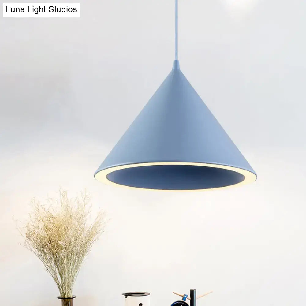 Nordic stylish white conical pendant light dining room hanging lamp
