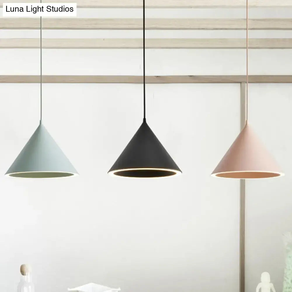 Nordic stylish white conical pendant light dining room hanging lamp