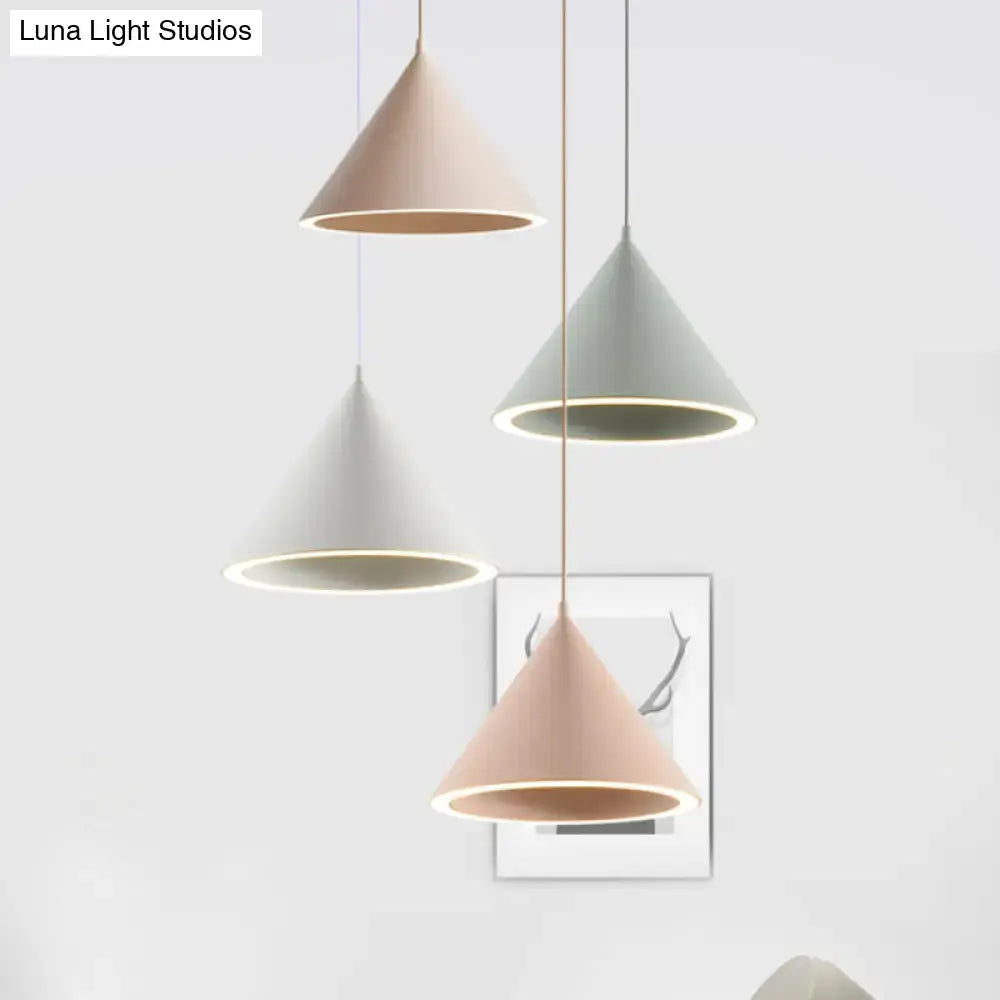 Nordic stylish white conical pendant light dining room hanging lamp