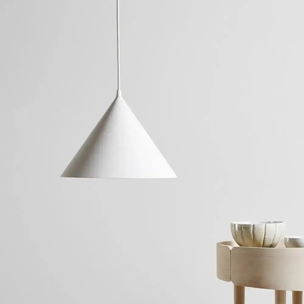 Nordic stylish white conical pendant light dining room hanging lamp