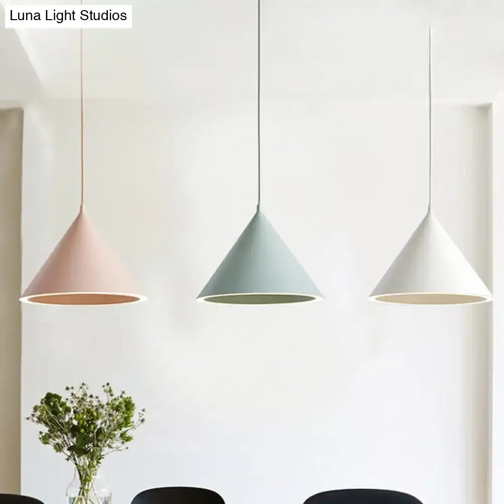Nordic stylish white conical pendant light dining room hanging lamp