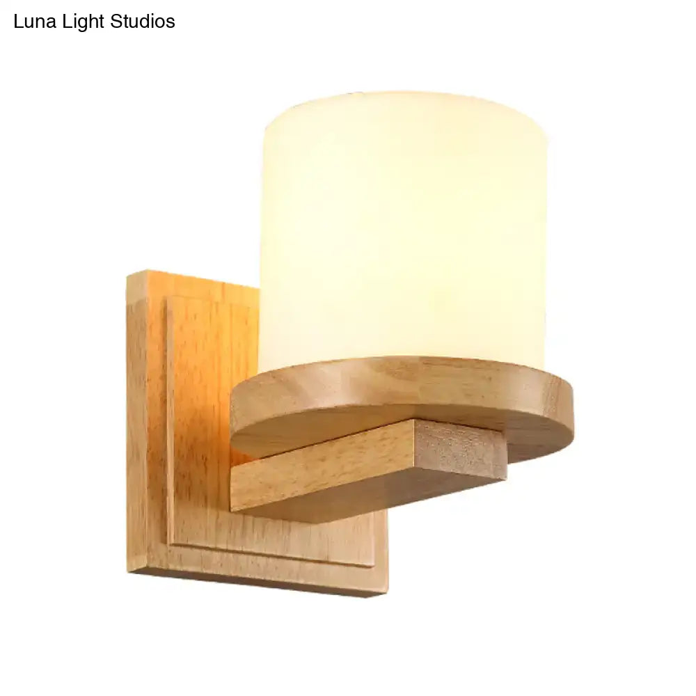Nordic wood and opal matte glass wall lamp bedroom sconce 110v 240v