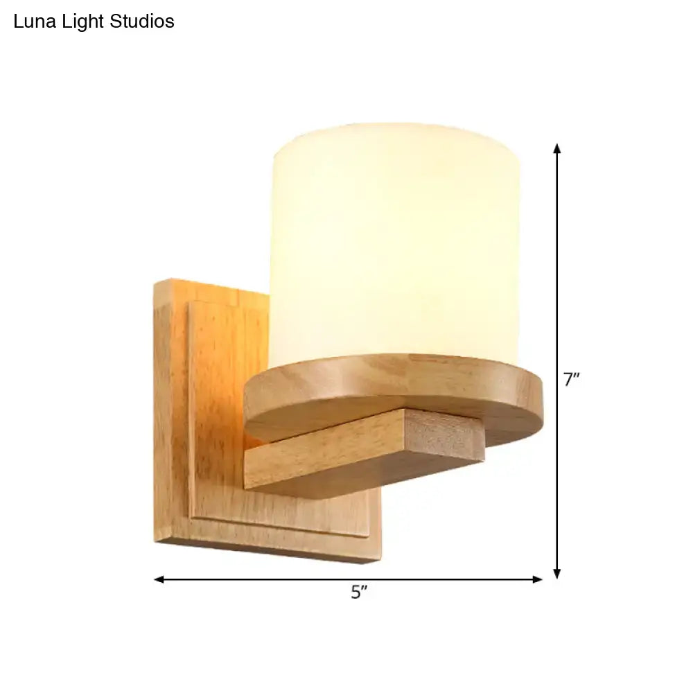 Nordic wood and opal matte glass wall lamp bedroom sconce 110v 240v