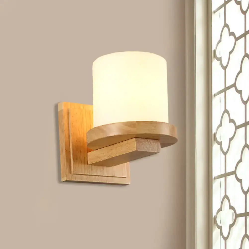 Nordic wood and opal matte glass wall lamp bedroom sconce 110v 240v