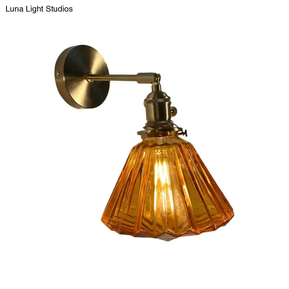 Orange and gold fluted glass wall lamp bedroom wall light