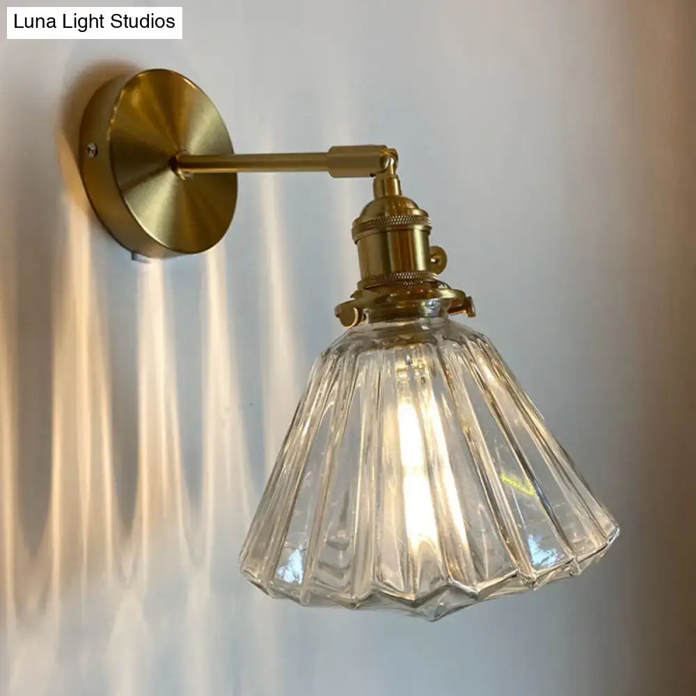 Orange and gold fluted glass wall lamp bedroom wall light