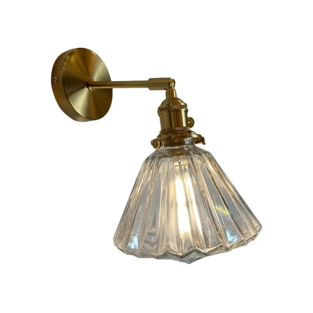 Orange and gold fluted glass wall lamp bedroom wall light